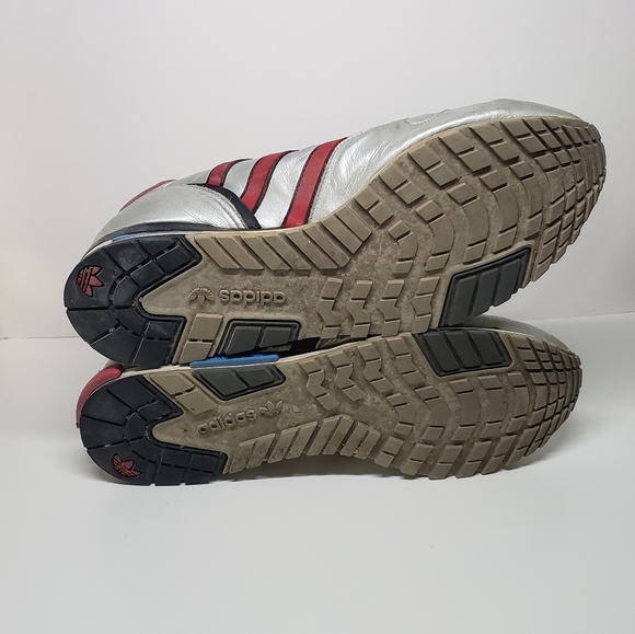 Silver and black and red adidas shoes size 11.5 US. - Picture 6 of 7